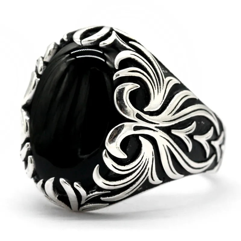 Embrace Timeless Elegance with the MGS Turkish Black Agate Ring for Men - Man Gifts Shop