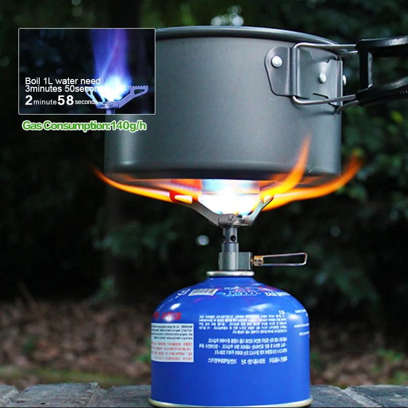 Compact Outdoor Gas Stove: Portable Mini Pure Titanium Camping Burner for Survival & Picnics