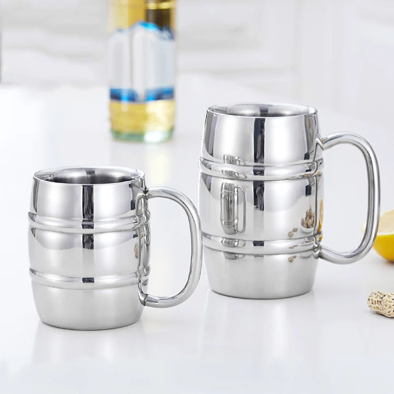 Premium Stainless Steel Insulated Beer Mug with Handle – Keeps Drinks Ice Cold or Hot, Double-Wall Travel Cup (300ML & 430ML)