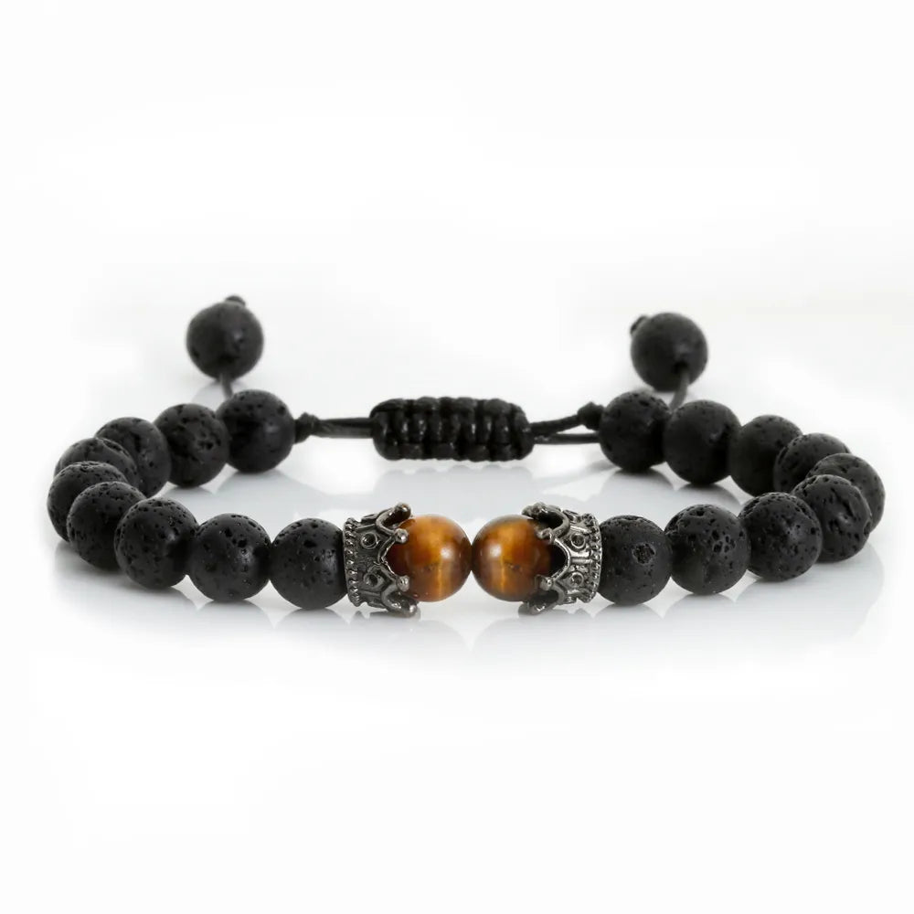 MGS Black Lava Stone Beads Charm Bracelet - Man Gifts Shop