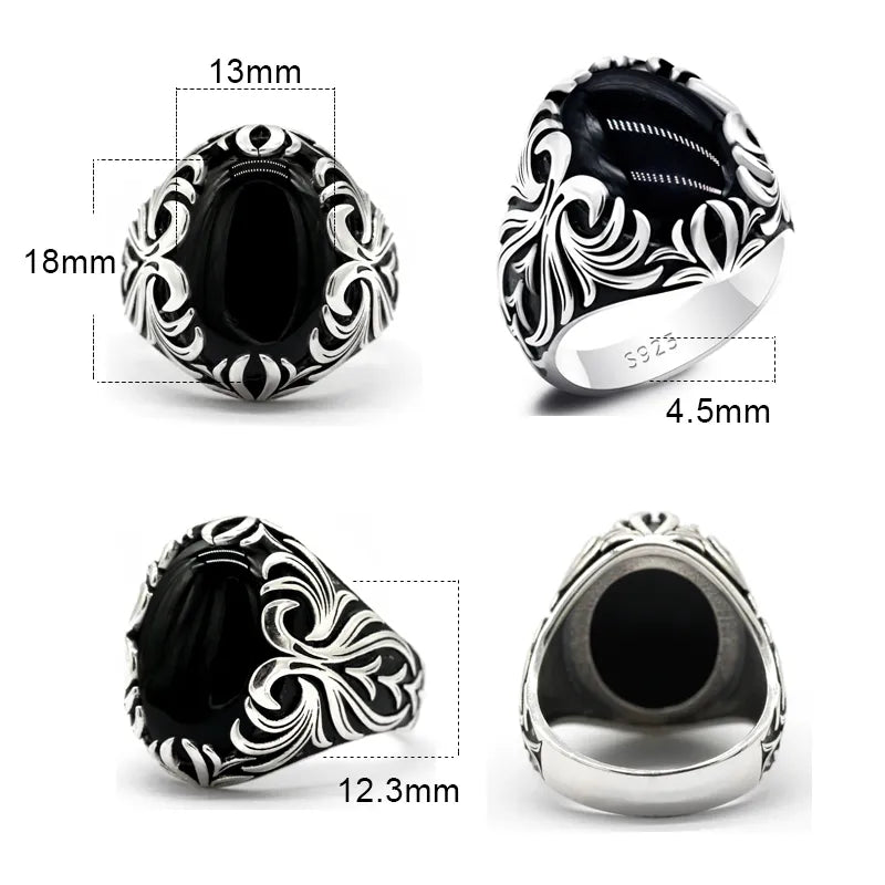 Embrace Timeless Elegance with the MGS Turkish Black Agate Ring for Men - Man Gifts Shop