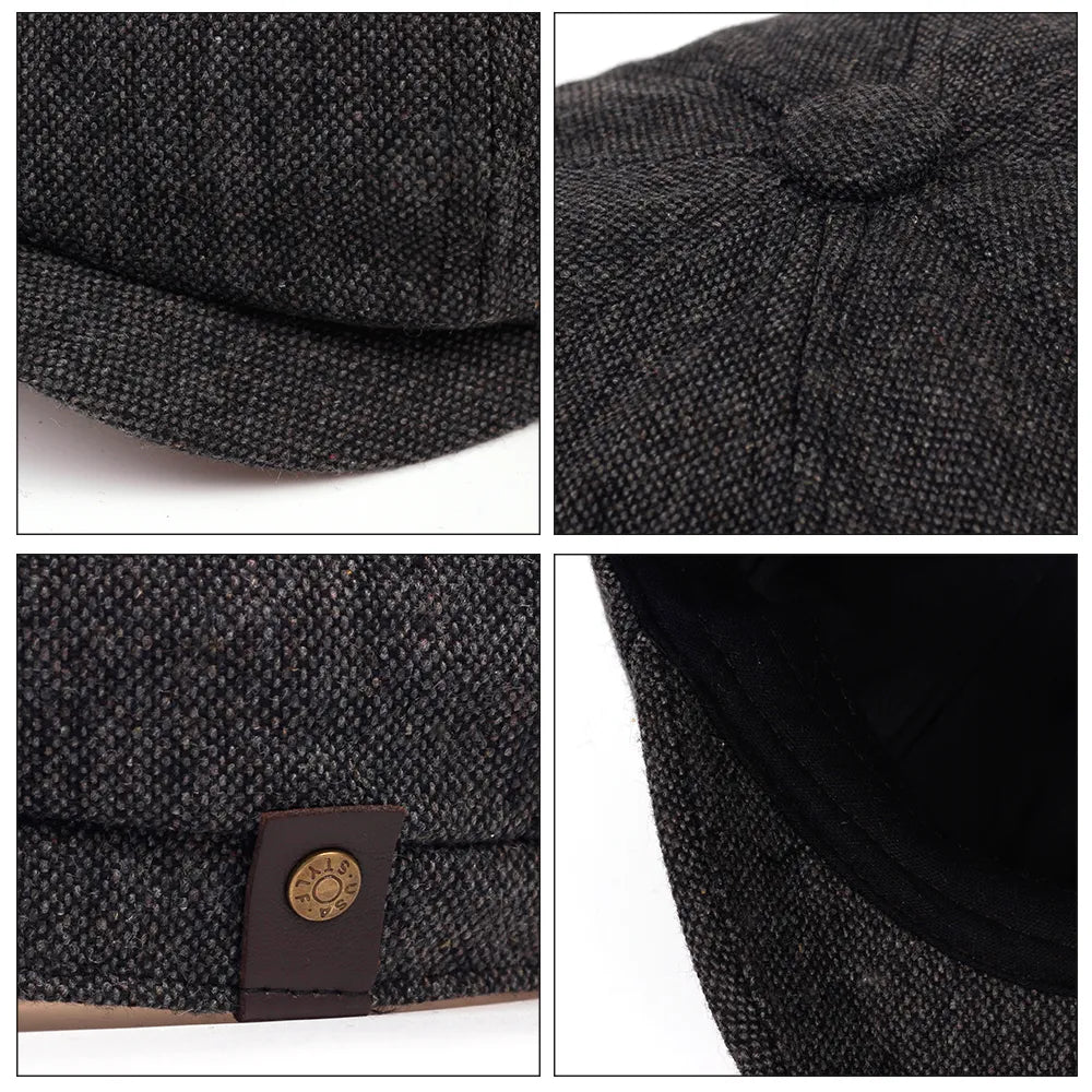 Peaky Autumn Vintage Herringbone Octagon Cap - Man Gifts Shop