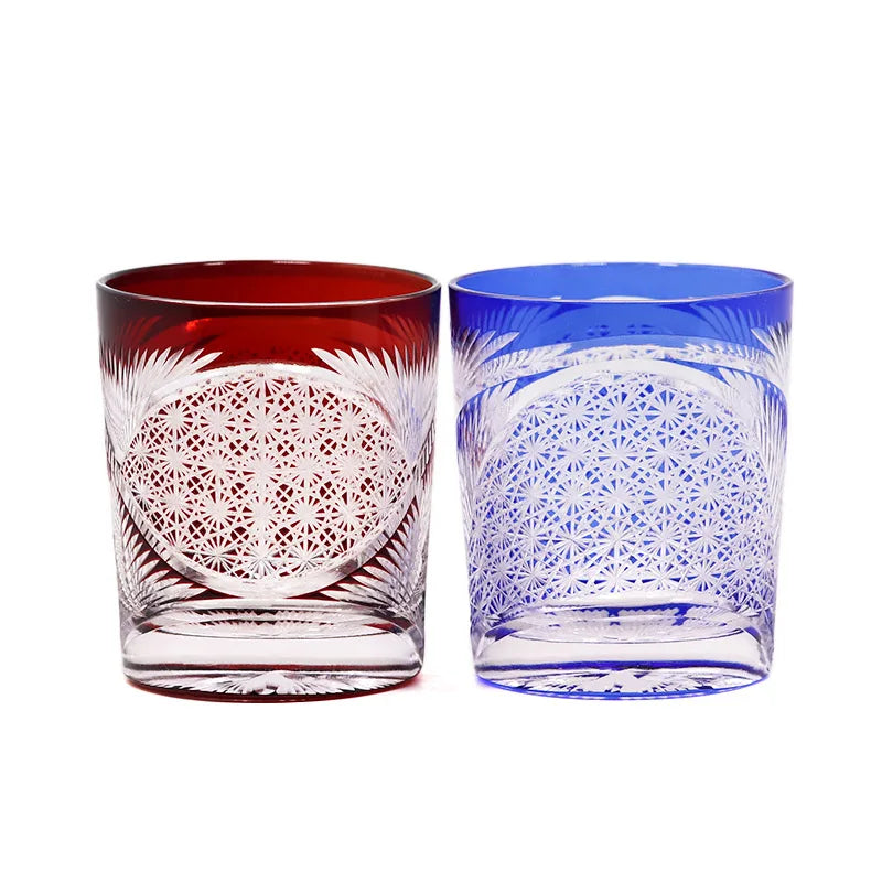 Elevate Your Drinking Experience with Japanese Style Edo Kiriko Multi-Color Whisky Glasses