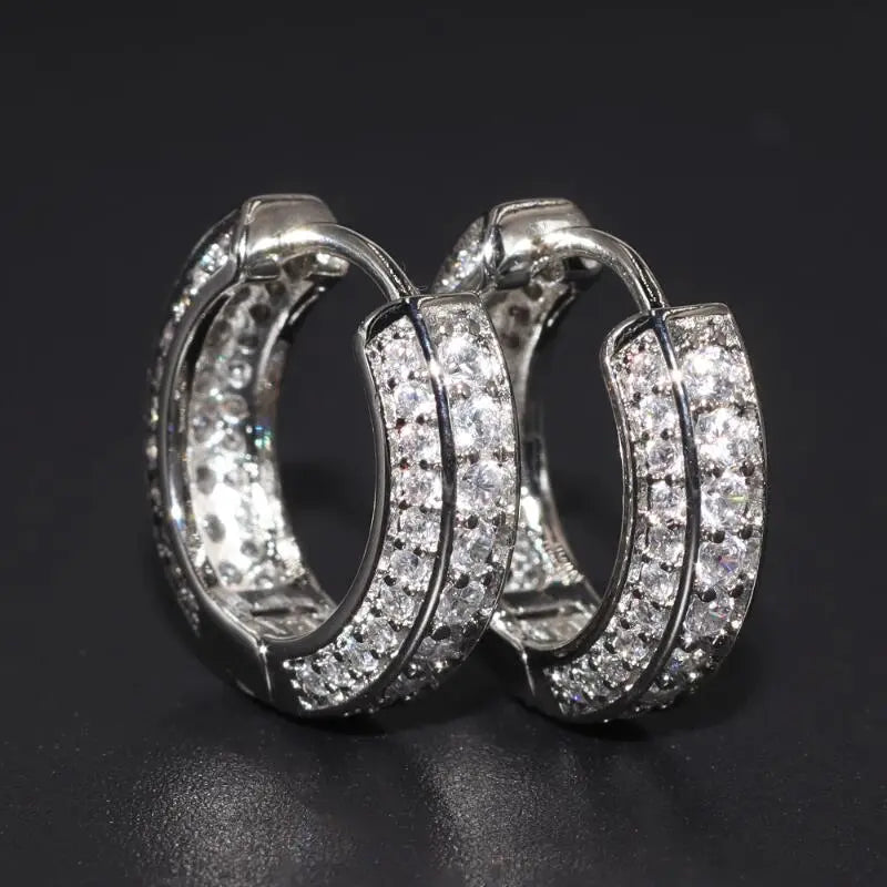 MGS Iced Out Hoop Earrings Zirconia Round Earrings for Men - Man Gifts Shop