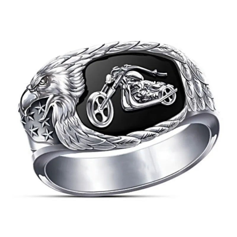 Ride in Style: MGS Stainless Steel Titanium Motor Rider H.D. Cycling Fan Eagle Vintage Hip Hop Boho Rings - Man Gifts Shop