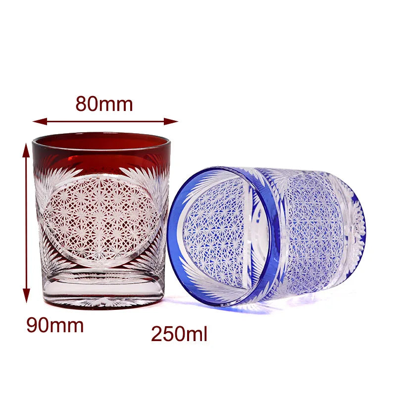 Elevate Your Drinking Experience with Japanese Style Edo Kiriko Multi-Color Whisky Glasses