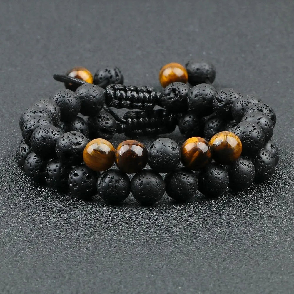 MGS Black Lava Stone Beads Charm Bracelet - Man Gifts Shop