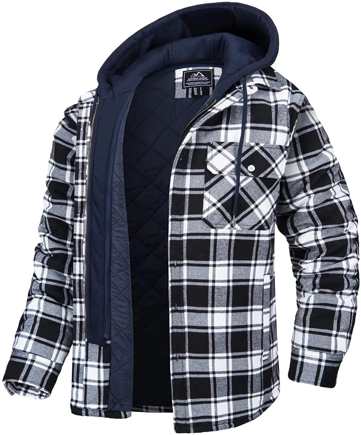 MGS Men's Flannel Shirt Jacket with Removable Hood - Man Gifts Shop