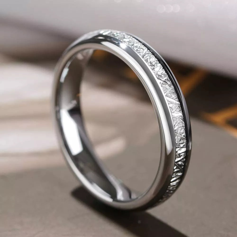 MGS Tungsten Carbide Polished Meteorite Ring - Man Gifts Shop