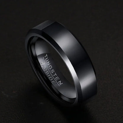 Timeless Elegance: MGS Black Tungsten Carbide Men's Ring - A Stylish 6mm Wide Wedding Engagement Ring for Lasting Jewelry Appeal - Man Gifts Shop