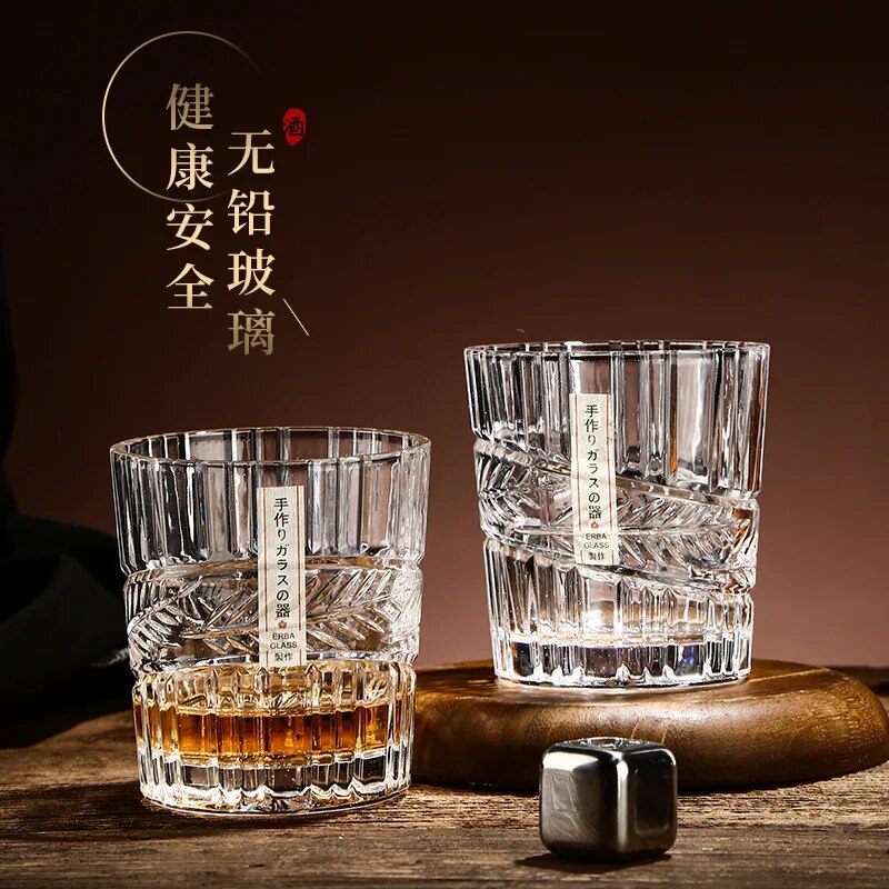 Japanese style embossed whiskey glass - Man Gifts Shop