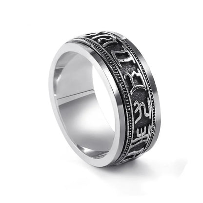 Elevate Your Spirit with Our MGS 925 Sterling Silver Vintage Thai Silver Ring - Embrace Buddha's Blessings and Religious Elegance with the S925 Mantra Vajra Ring (HY) - Man Gifts Shop