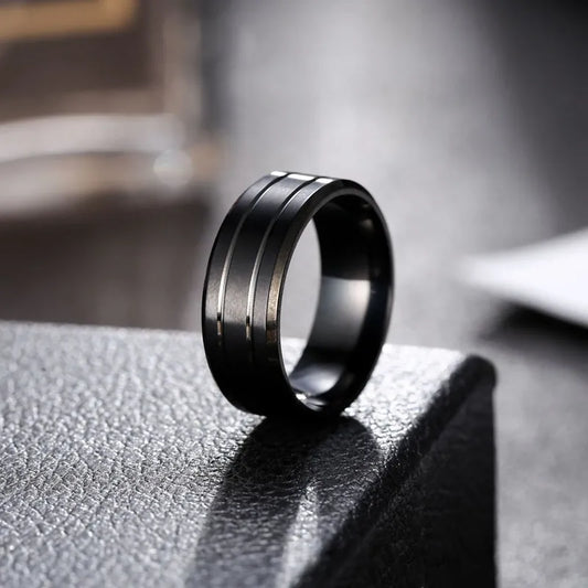 MGS Black Tungsten Slick Design Ring - Man Gifts Shop