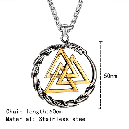 Rev Up Your Style with Punk Vikings Dragon Stainless Steel Necklace - Nordic Runes Pendant with a Twist - Man Gifts Shop