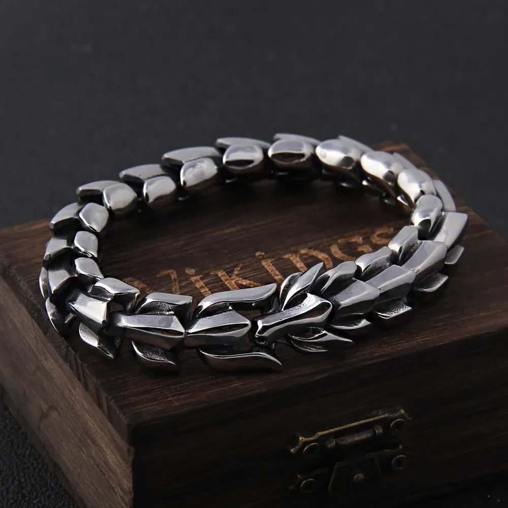 MGS Viking Ouroboros vintage punk stainless steel bracelet for men