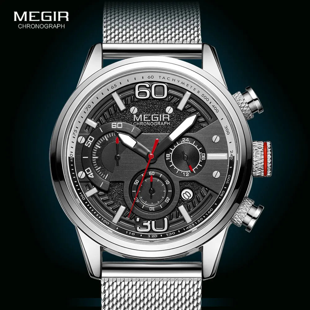 Original MEGIR Quartz Watch Mesh Strap Waterproof - Man Gifts Shop