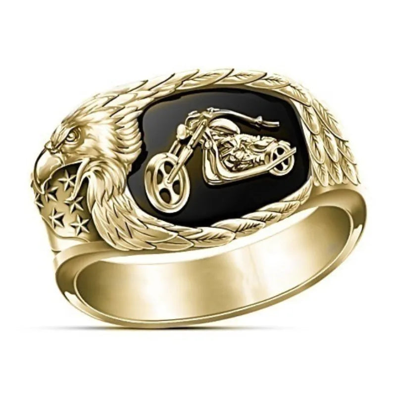 Ride in Style: MGS Stainless Steel Titanium Motor Rider H.D. Cycling Fan Eagle Vintage Hip Hop Boho Rings - Man Gifts Shop