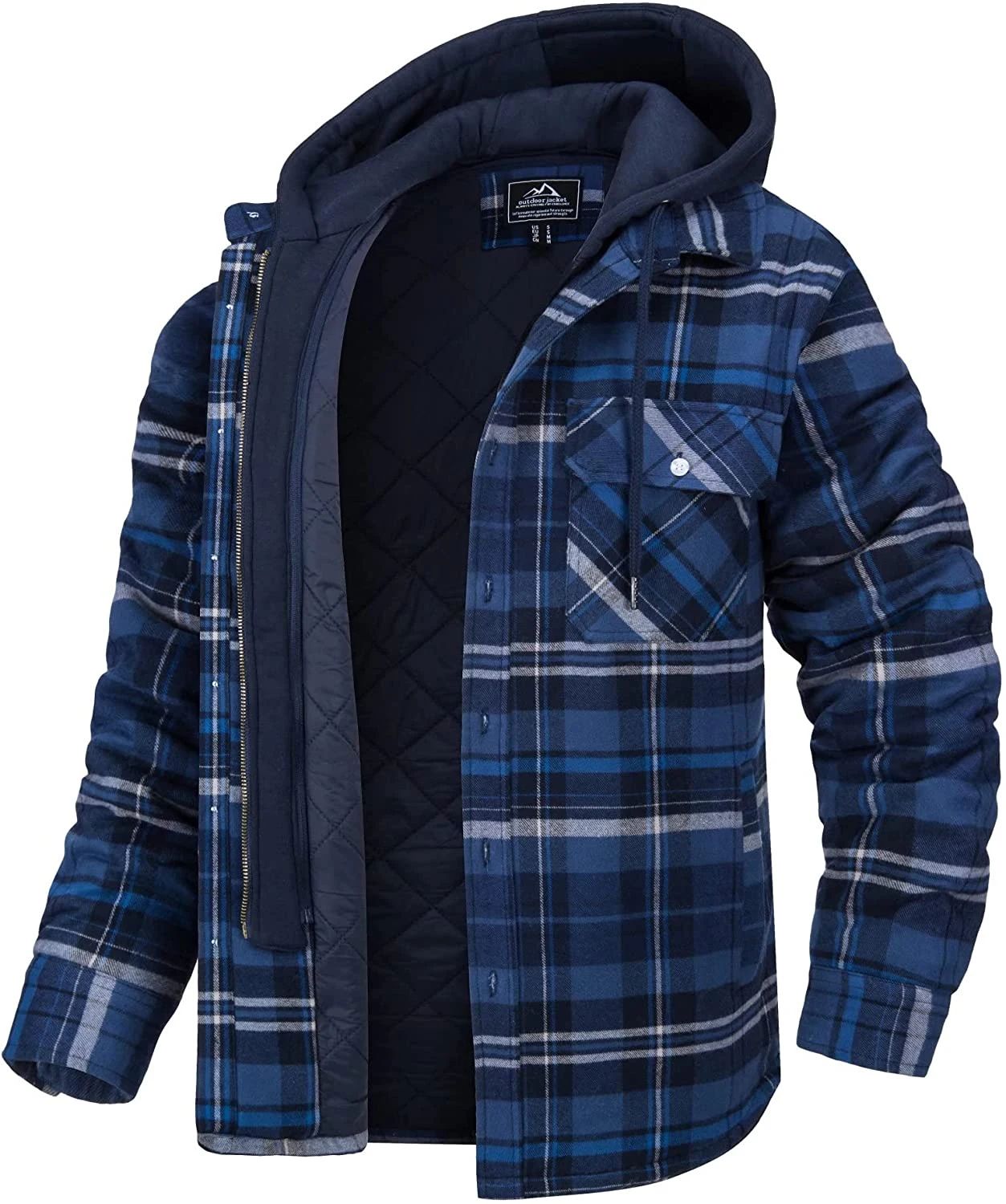 MGS Men's Flannel Shirt Jacket with Removable Hood - Man Gifts Shop