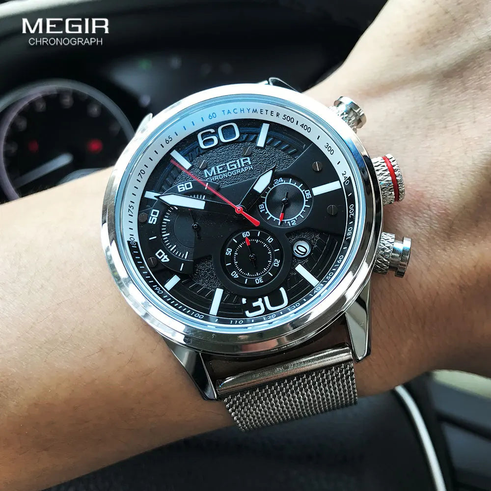 Original MEGIR Quartz Watch Mesh Strap Waterproof - Man Gifts Shop