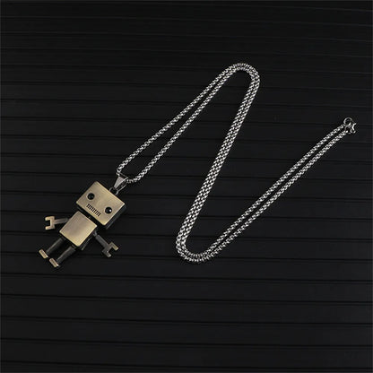 Unleash Your Inner Edge: Stainless Steel Hip-Hop Cube Robot Pendant Sweater Necklace for Men - Man Gifts Shop
