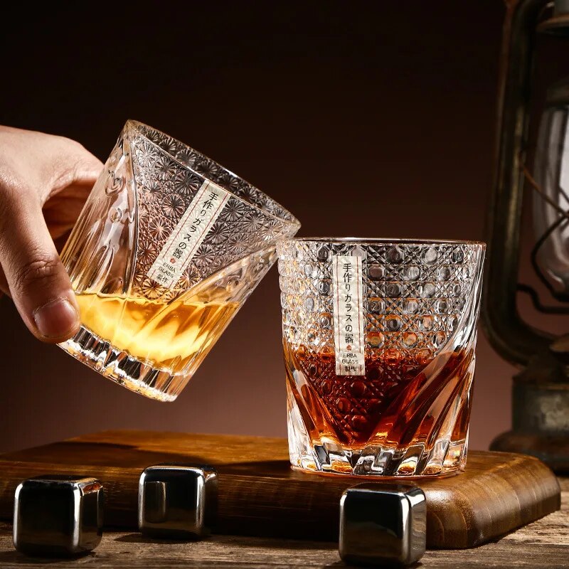 Japanese style embossed whiskey glass - Man Gifts Shop