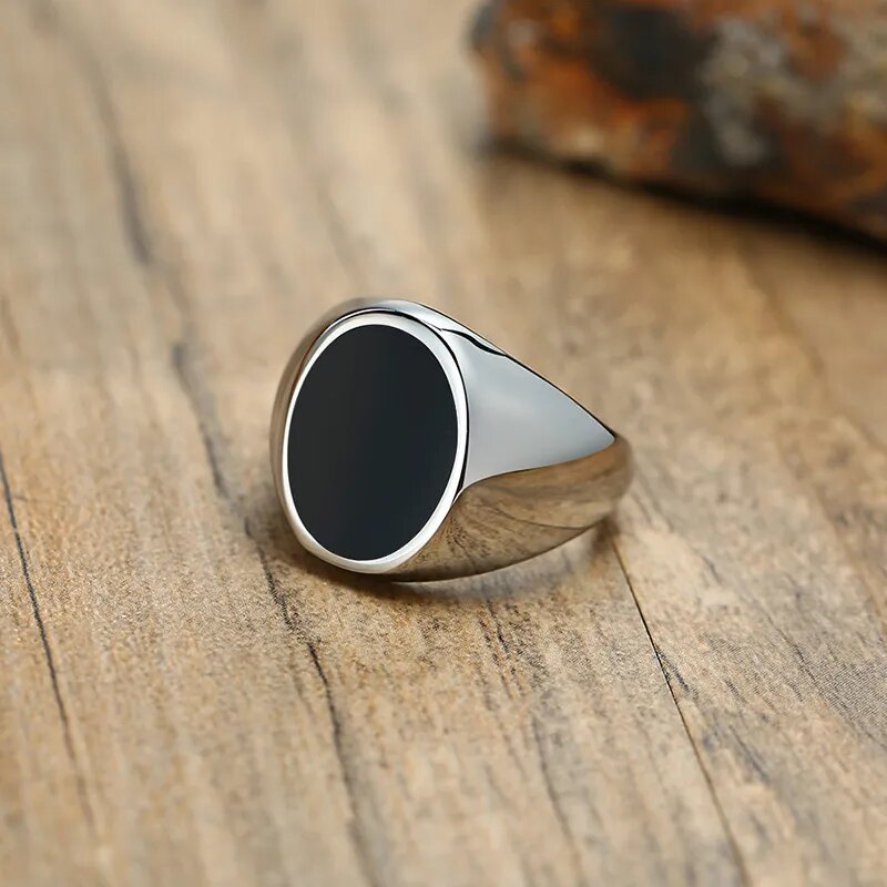 MGS 12.5mm Signet Ring - A Bold Stainless Steel Statement Ring for Men with a Square Top, Perfect for Gothic and Punk Rock Styles - Man Gifts Shop