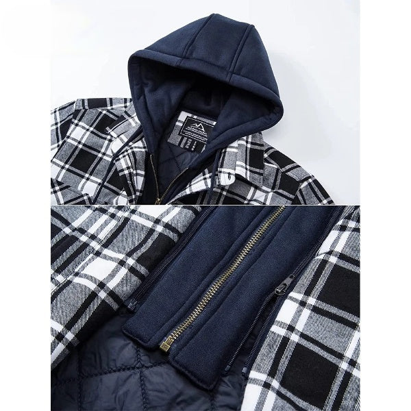 MGS Men's Flannel Shirt Jacket with Removable Hood - Man Gifts Shop