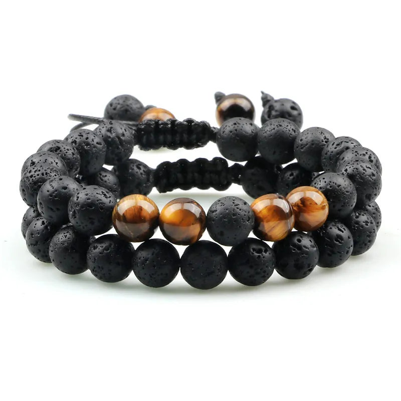 MGS Black Lava Stone Beads Charm Bracelet - Man Gifts Shop