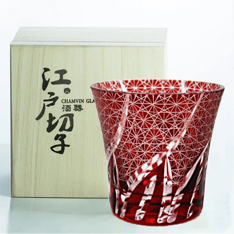 Limited Edo Kiriko Japanese Handmade Ayaka Cut Flower Glass