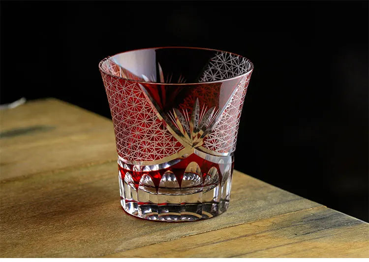 Limited Edo Kiriko Japanese Handmade Ayaka Cut Flower Glass