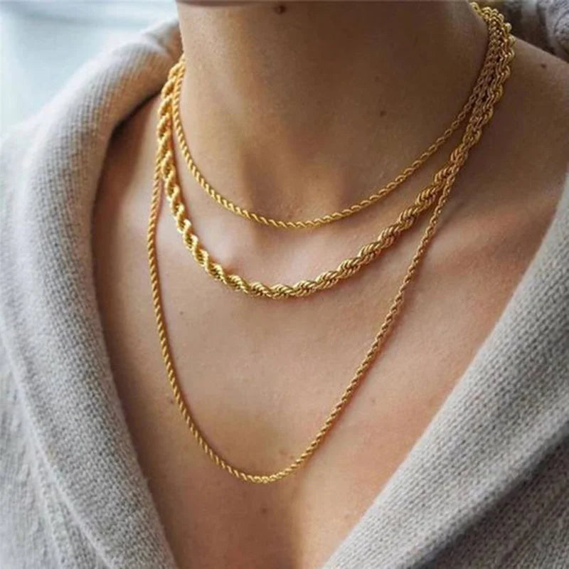 Timeless Twists: Rope Chain Necklaces for Effortless Style in High-Quality Stainless Steel