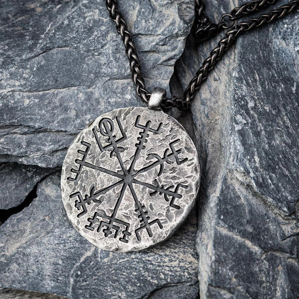 Forge Your Path with Vintage Men's Nordic Odin Viking Compass Vegvisir Pendant Necklace - Man Gifts Shop