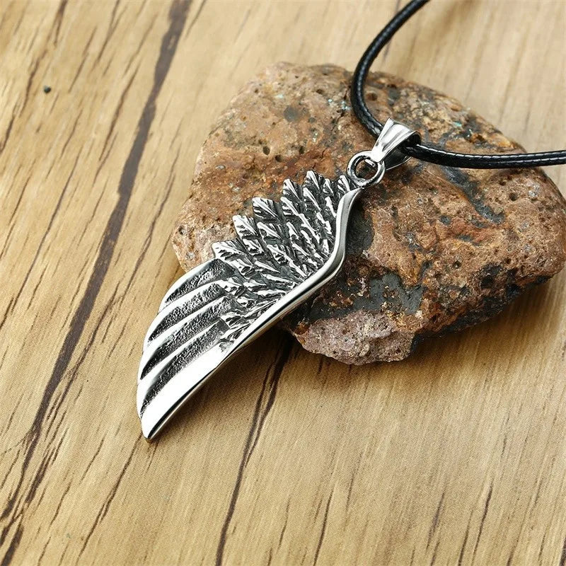 Men's Vintage Gothic Feather Angel Wing Pendant Choker Necklace - Man Gifts Shop