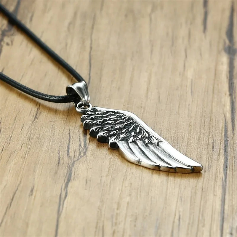 Men's Vintage Gothic Feather Angel Wing Pendant Choker Necklace - Man Gifts Shop