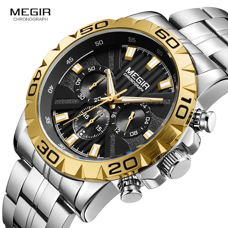 Original MEGIR Men's Business Chronograph Quartz Relogios Masculino Waterproof Luminous Watch - Man Gifts Shop