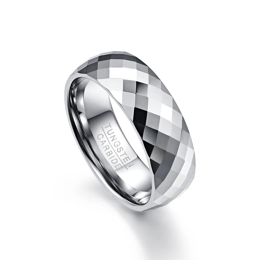 MGS Men's Tungsten Carbide Multi-Faceted High Polished Ring