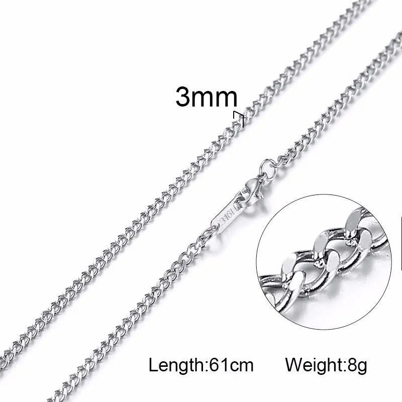 Solid Snake Style: MGS 3-6MM Stainless Steel Men's Necklace with Unique Chain Designs - Man Gifts Shop