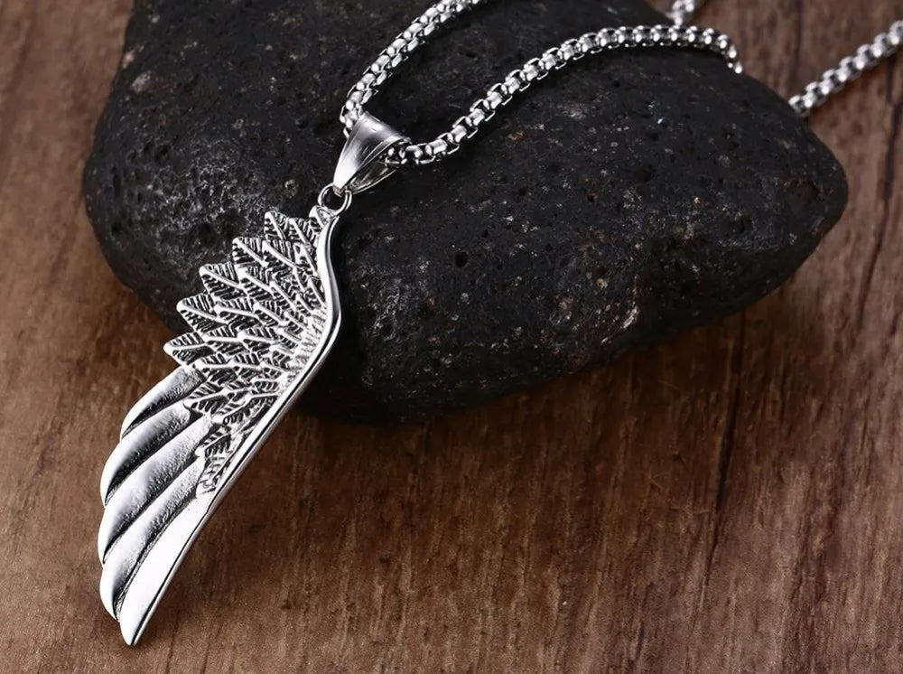 Men's Vintage Gothic Feather Angel Wing Pendant Choker Necklace - Man Gifts Shop