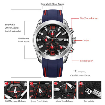 Original MEGIR Men's Chronograph Analog Quartz Watch - Man Gifts Shop