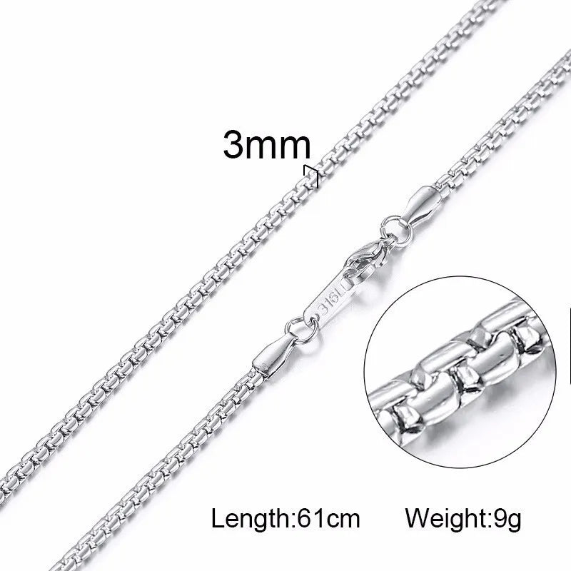 Solid Snake Style: MGS 3-6MM Stainless Steel Men's Necklace with Unique Chain Designs - Man Gifts Shop