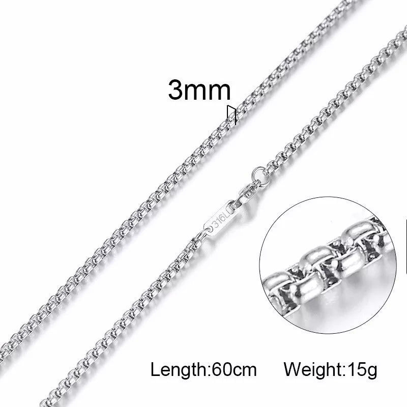 Solid Snake Style: MGS 3-6MM Stainless Steel Men's Necklace with Unique Chain Designs - Man Gifts Shop