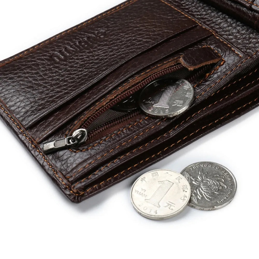 Original GUBINTU Genuine Leather Men's Wallets Coin Pocket Zipper High Quality - Man Gifts Shop