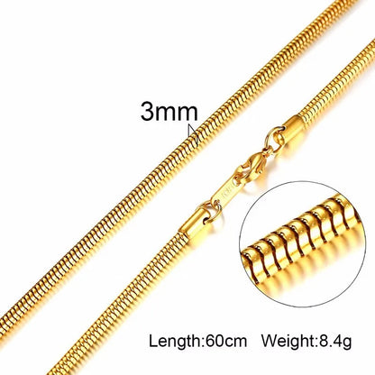 Solid Snake Style: MGS 3-6MM Stainless Steel Men's Necklace with Unique Chain Designs - Man Gifts Shop