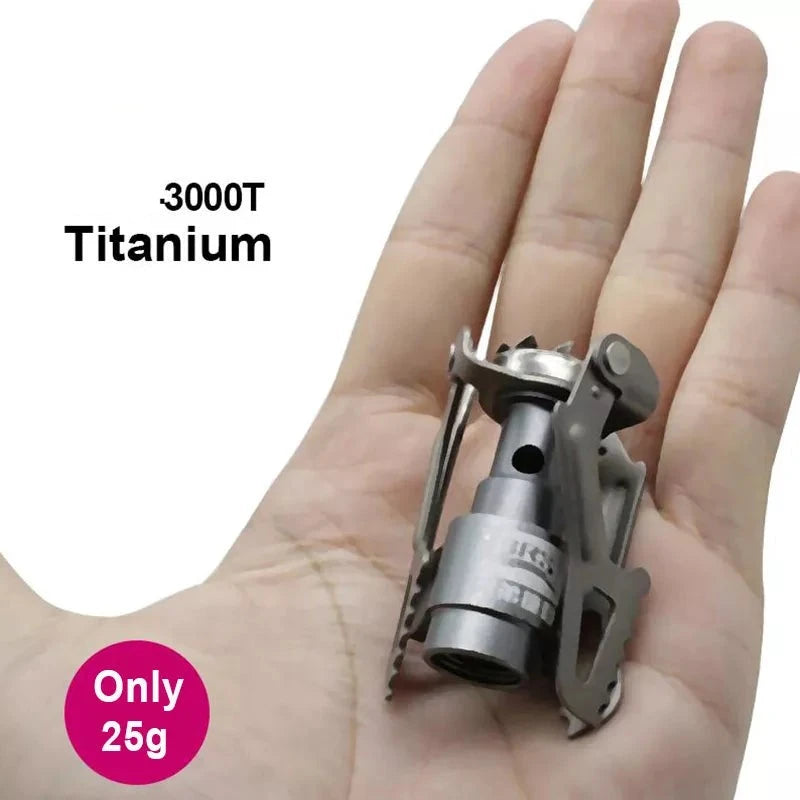 Compact Outdoor Gas Stove: Portable Mini Pure Titanium Camping Burner for Survival & Picnics