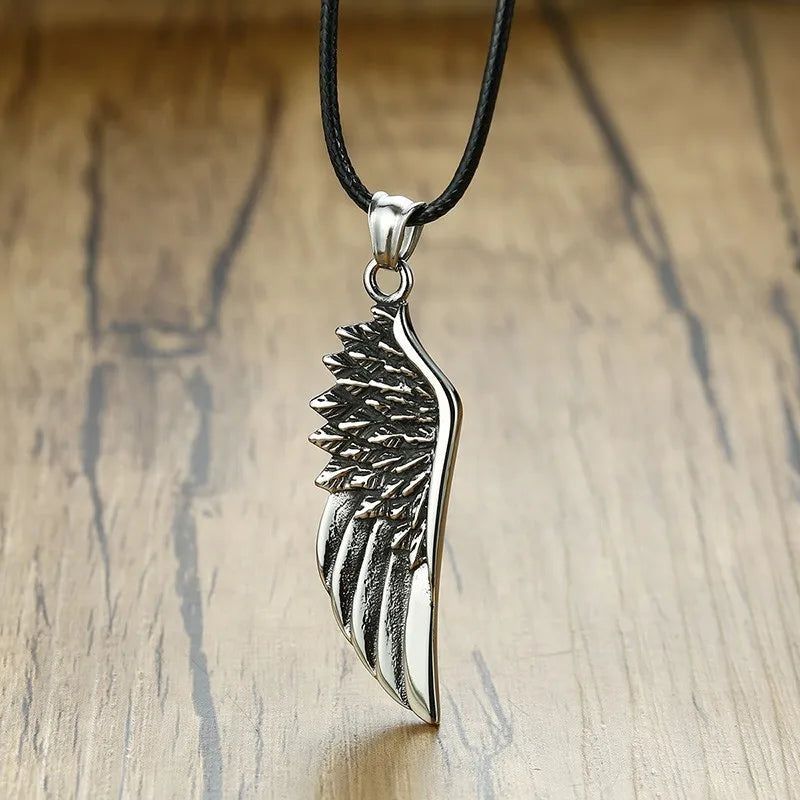 Men's Vintage Gothic Feather Angel Wing Pendant Choker Necklace - Man Gifts Shop