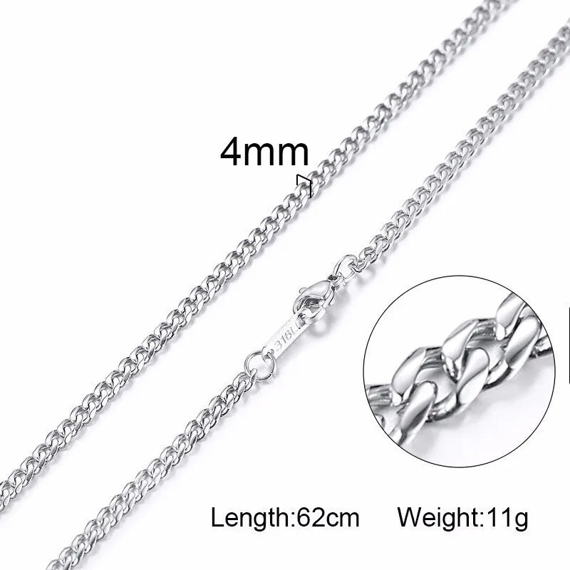 Solid Snake Style: MGS 3-6MM Stainless Steel Men's Necklace with Unique Chain Designs - Man Gifts Shop