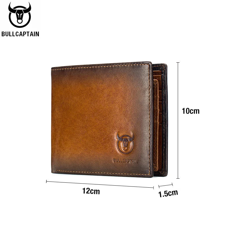 Original BULLCAPTAIN RFID Blocking Men's Leather Wallet Bifold Slim Wallet Multi-card Card Holder - Man Gifts Shop