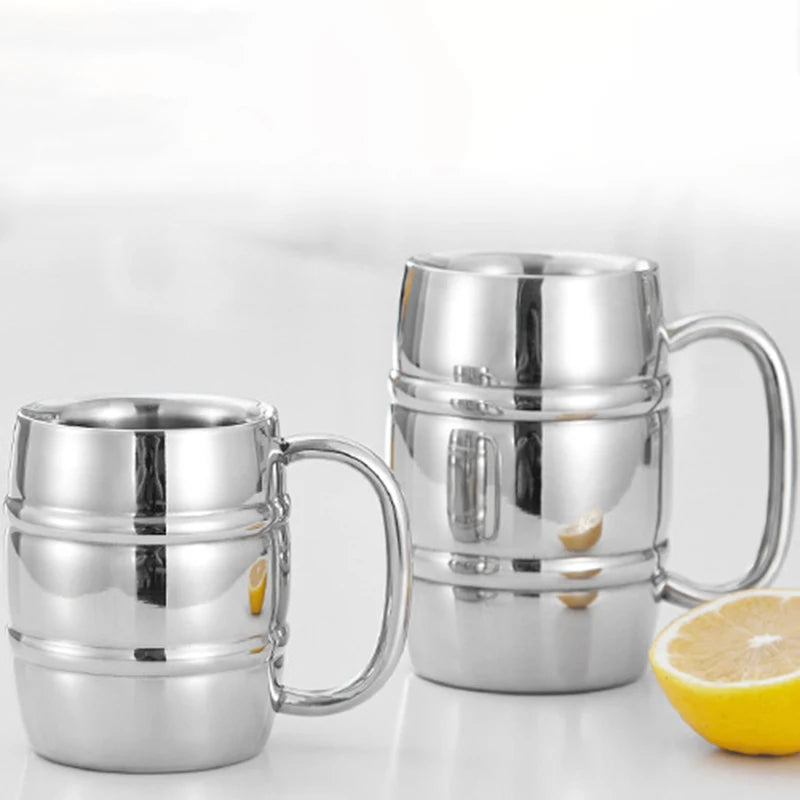 Premium Stainless Steel Insulated Beer Mug with Handle – Keeps Drinks Ice Cold or Hot, Double-Wall Travel Cup (300ML & 430ML)