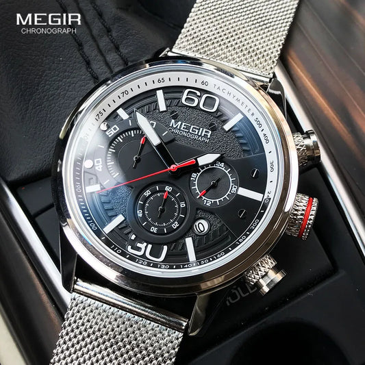 Original MEGIR Quartz Watch Mesh Strap Waterproof - Man Gifts Shop