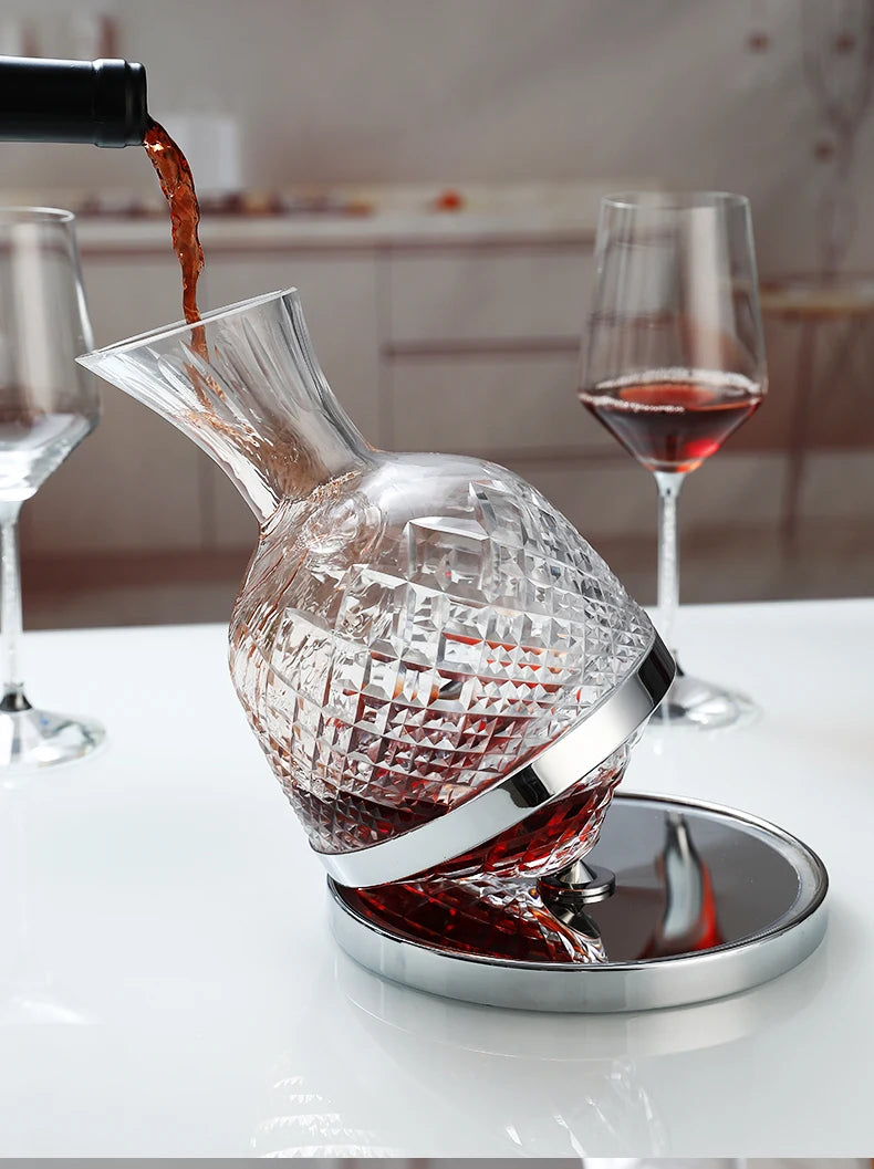 1500ml Crystal Glass Rotation Tumbler Wine Aerator Decanter